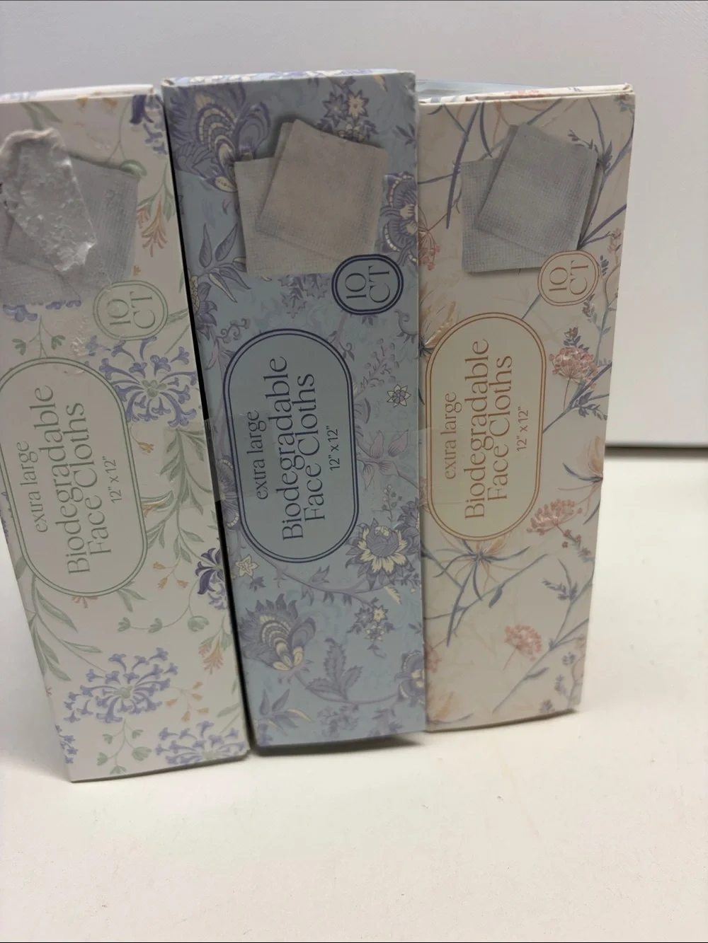 Biodegradable Face Cloths - Extra Large White & Blue